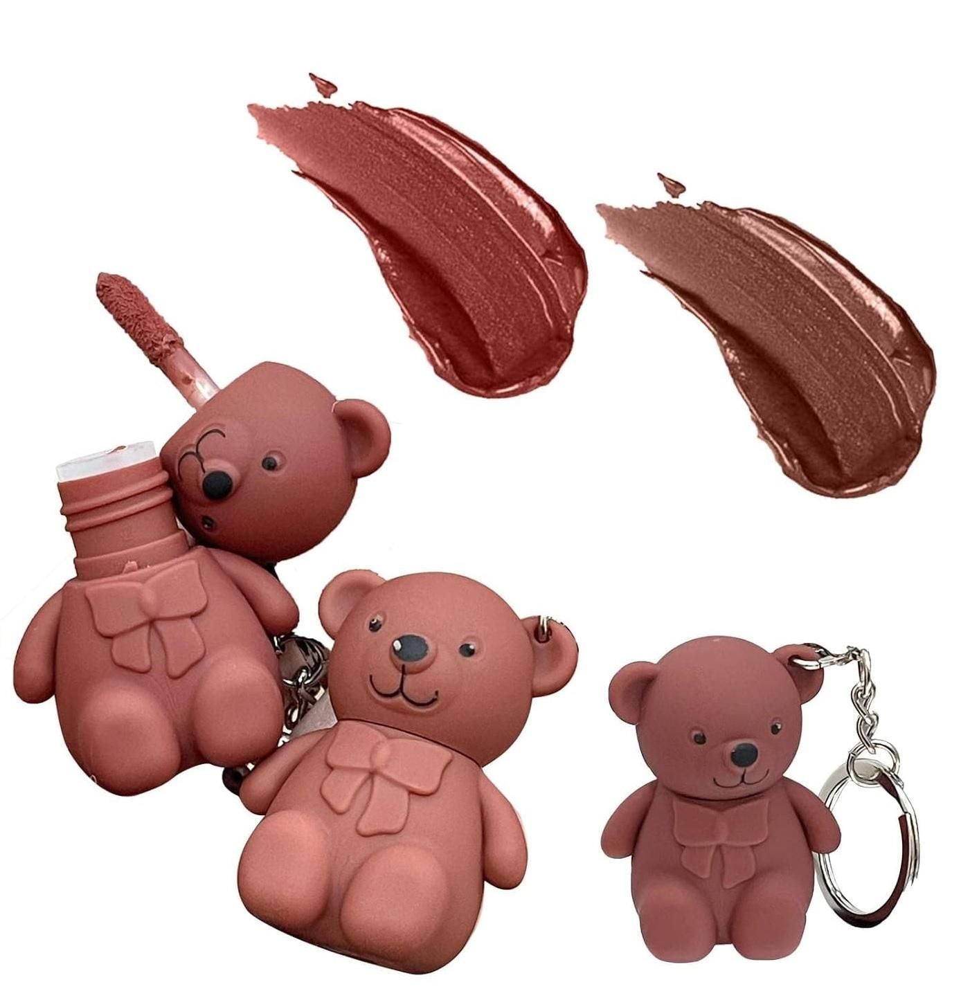 2 in 1 Keychain Bear Matte Lipstick (Pack of 2, Assorted)